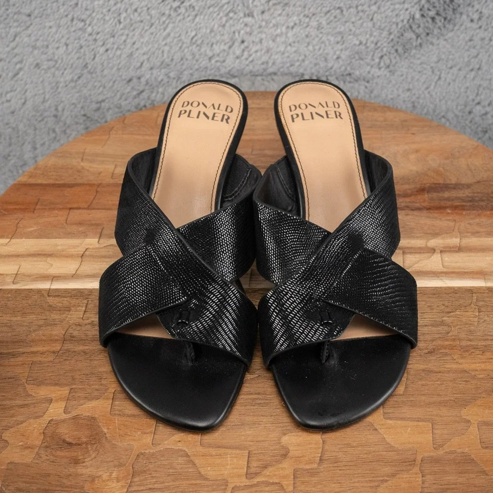 Donald Pliner Aylla Black Criss Cross Heeled Women's‎ Sandals, Sz 6 M Summer
